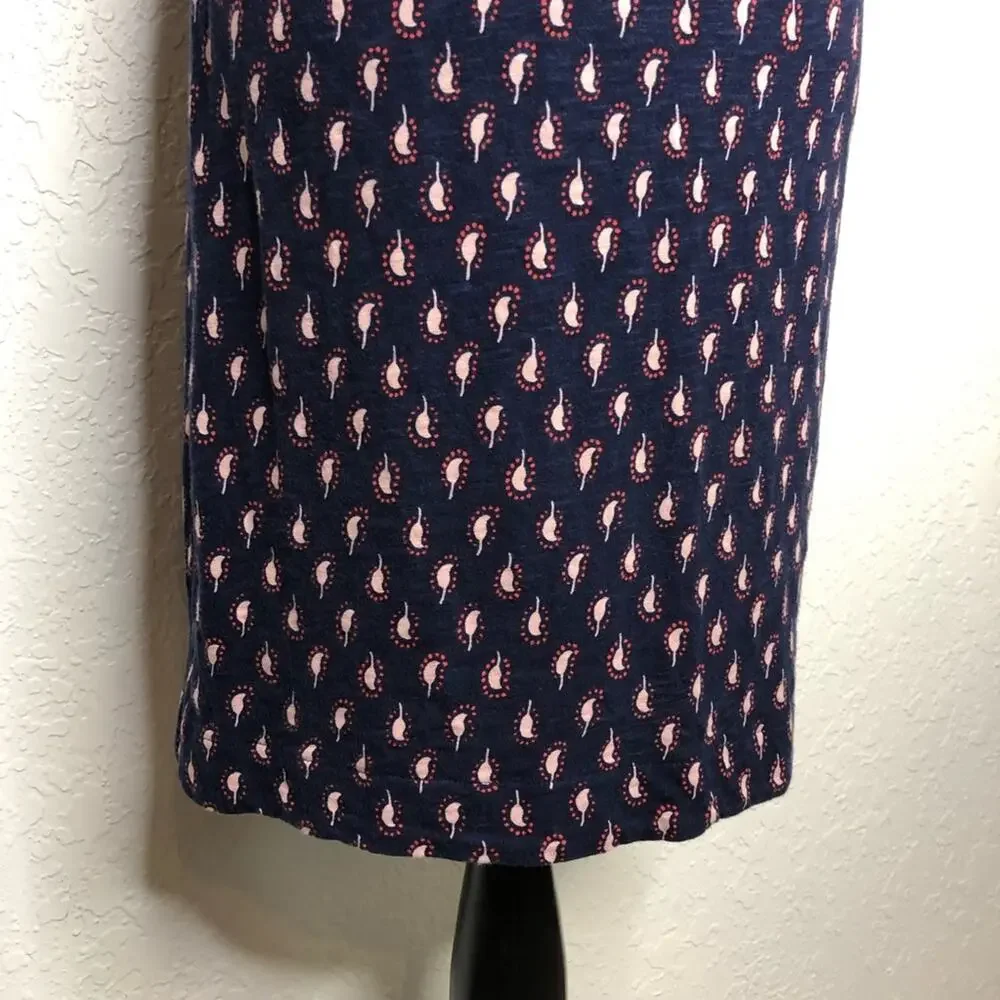 Boden navy blue pink paisley print knit shift dress size 6R